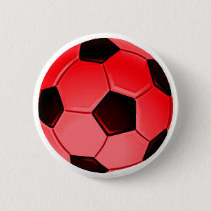 Red American Soccer of Association Football Ball Ronde Button 5,7 Cm