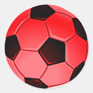 Red American Soccer of Association Football Ball Ronde Sticker