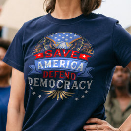 Red Amerika en verdedig de democratie T-shirt