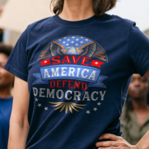 Red Amerika en verdedig de democratie T-shirt