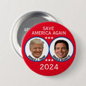 Red Amerika opnieuw 2024 Ronde Button 7,6 Cm (Voorkant /achterkant)
