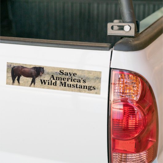 Red Amerika's Wild Mustangs Bumpersticker (Op Truck)