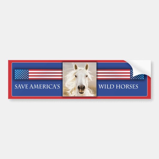 Red Amerika's Wilde Paarden Bumpersticker 2 (Voorkant)