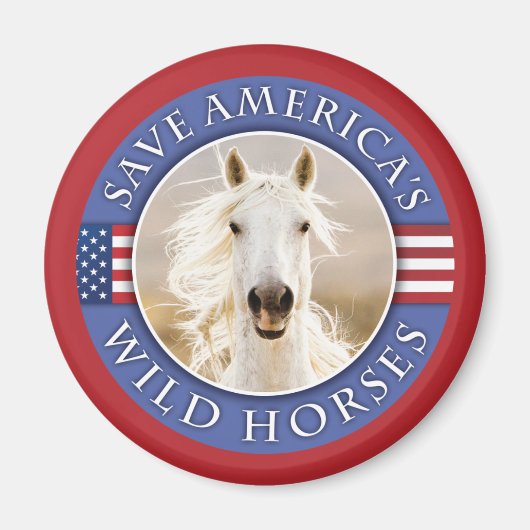 Red Amerika's wilde paarden ronde magneet (Voorkant)