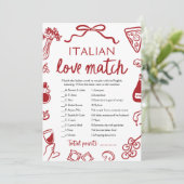 Red Amore Italian Love Match Vrijgezellenfeest Gam Kaart (Staand voorkant)