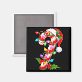 Red &amp; White Candy Cane Crew Christmas Santa Ha Magneet (Voorkant / Achterkant)