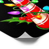 Red & White Candy Cane Crew Christmas Santa Ha Poster (Hoek)