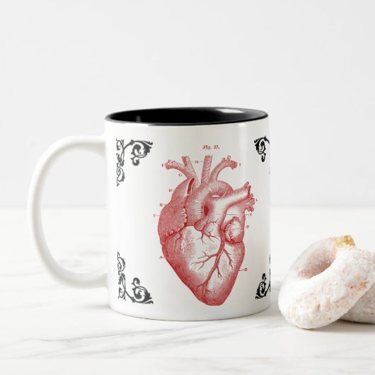Red Anatomical Heart  Art Decoratieve Mok (Met donut)