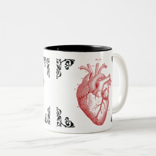 Red Anatomical Heart  Art Decoratieve Mok (Voorkant rechts)