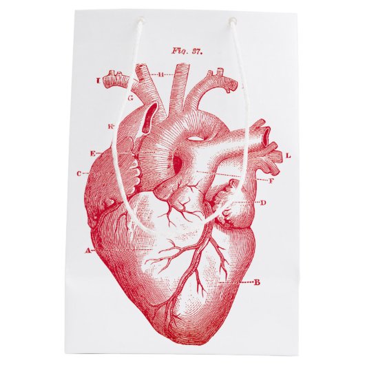 Red Anatomical Heart  Print Medium Gift Bag Cadeauzakje (Achterkant)