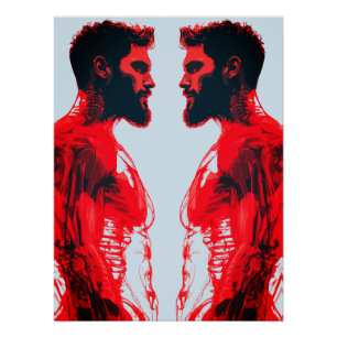 Red Anatomy - Abstracte menselijke spierstudie Perfect Poster