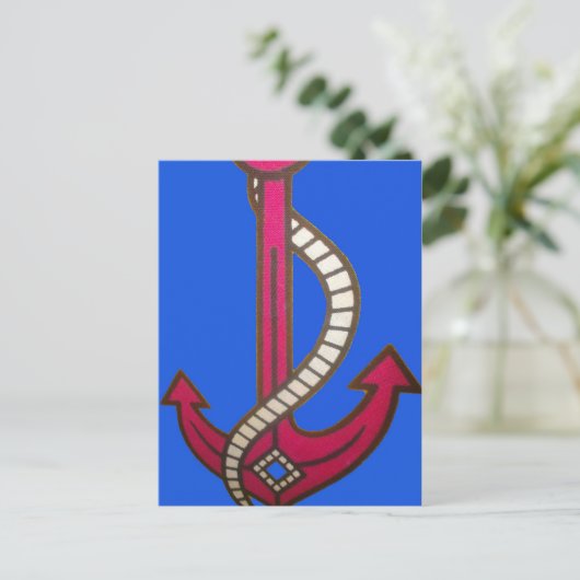 Red Anchor Art Print Briefkaart (Staand voorkant)