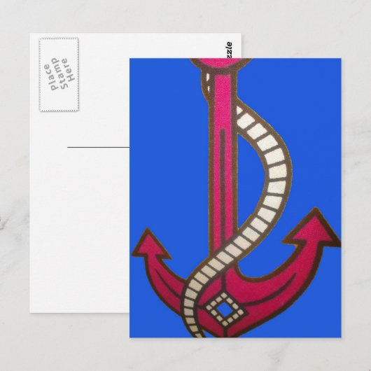 Red Anchor Art Print Briefkaart (Voorkant / Achterkant)