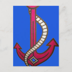 Red Anchor Art Print Briefkaart