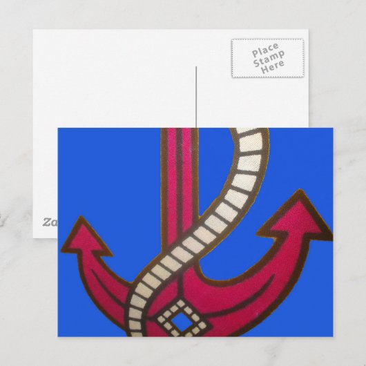 Red Anchor Art Print Briefkaart (Voorkant / Achterkant)