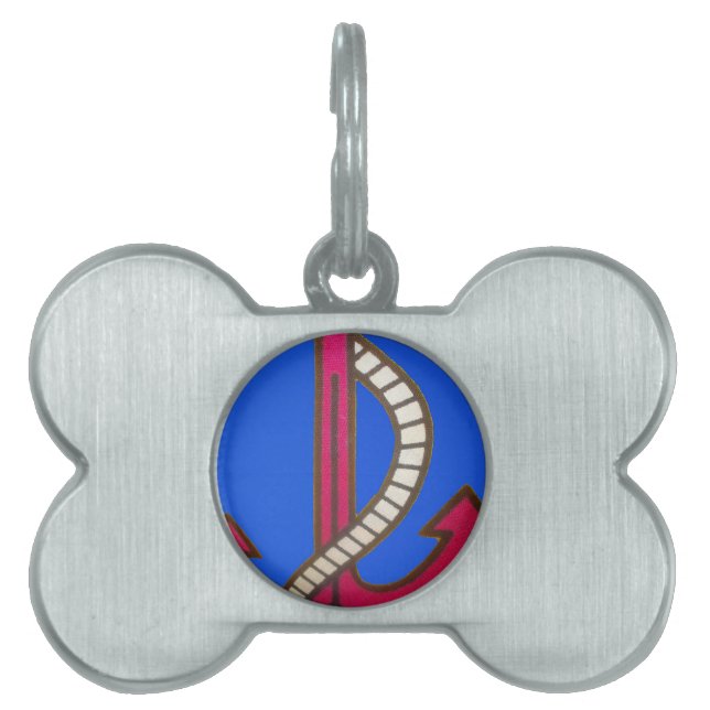 Red Anchor Art Print Huisdieren Naamplaatje (voorkant)