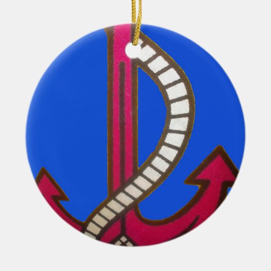 Red Anchor Art Print Keramisch Ornament (Voorkant)