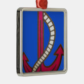 Red Anchor Art Print Metalen Ornament (Rechts)