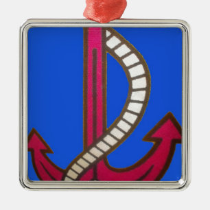 Red Anchor Art Print Metalen Ornament