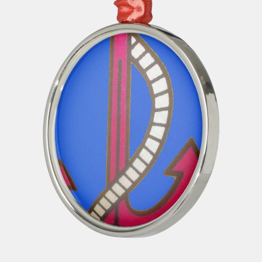 Red Anchor Art Print Metalen Ornament (Links)