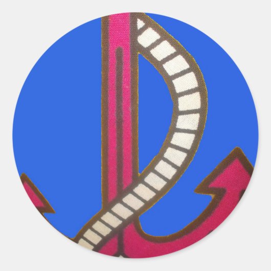 Red Anchor Art Print Ronde Sticker (Voorkant)