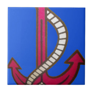 Red Anchor Art Print Tegeltje