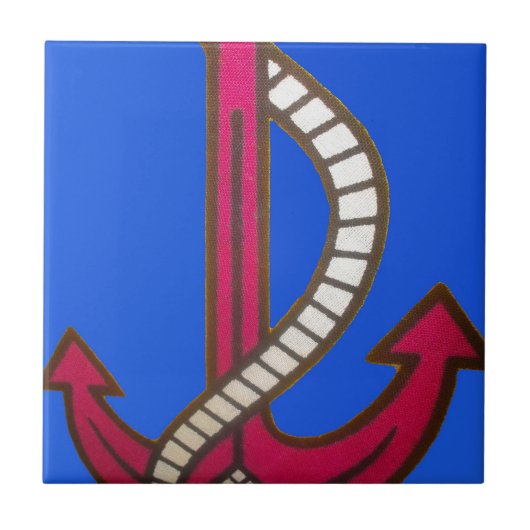 Red Anchor Art Print Tegeltje (Voorkant)