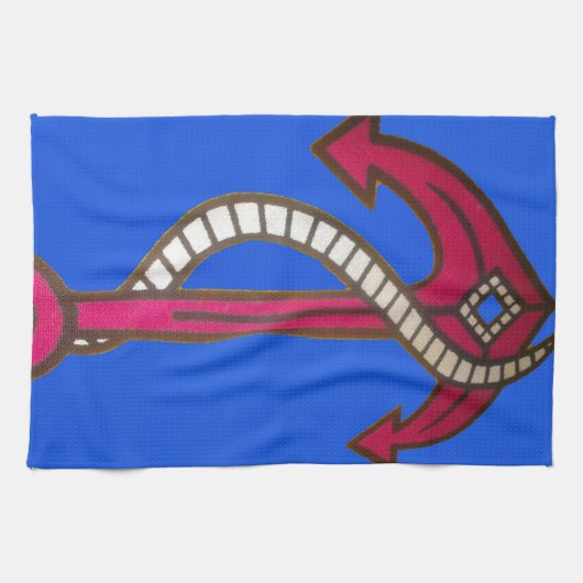 Red Anchor Art Print Theedoek (Horizontaal)