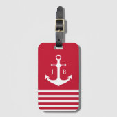 Red Anchor Monogram Cruiseschip Bagagelabel (Voorkant (verticaal))