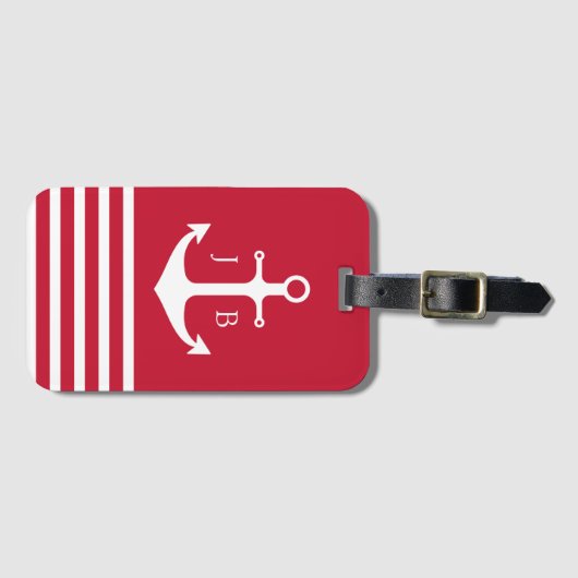 Red Anchor Monogram Cruiseschip Bagagelabel (Voorkant (horizontaal))