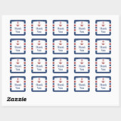 Red Anchor Nautical Bedankt Vierkante Sticker (Vel)