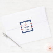 Red Anchor Nautical Bedankt Vierkante Sticker (Envelop)