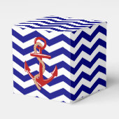 Red Anchor Nautical Chevron Stripes Bedankdoosjes (Voorkant Zijde)