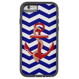 Red Anchor Nautical Chevron Stripes Case-Mate iPhone Case