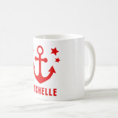 Red Anchor Nautical Clipart & Stars Koffiemok (Voorkant rechts)