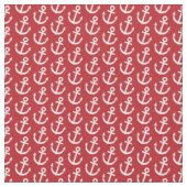 Red Anchor Nautical Pattern Stof (Close Up)