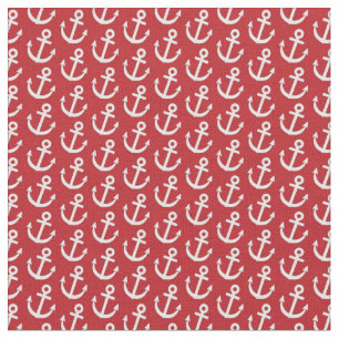 Red Anchor Nautical Pattern Stof