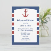 Red Anchor Nautical Rehearsal Dinner Invitations Kaart (Staand voorkant)