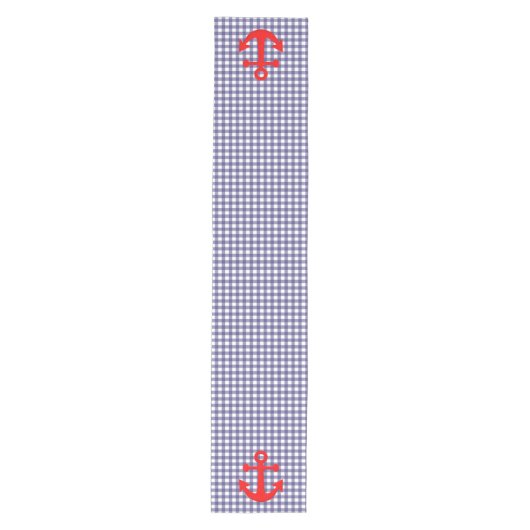 Red Anchor op het gerangschikte gingham Patroon Medium Tafelloper (Voorkant)
