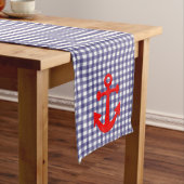 Red Anchor op het gerangschikte gingham Patroon Medium Tafelloper (Voorbeeld)