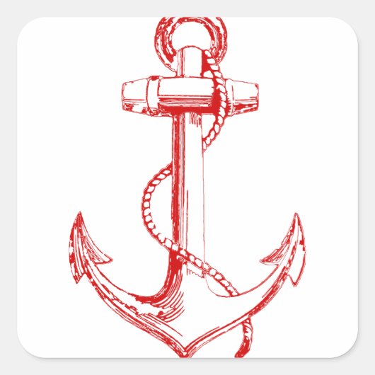 Red Anchor Vierkante Sticker (Voorkant)