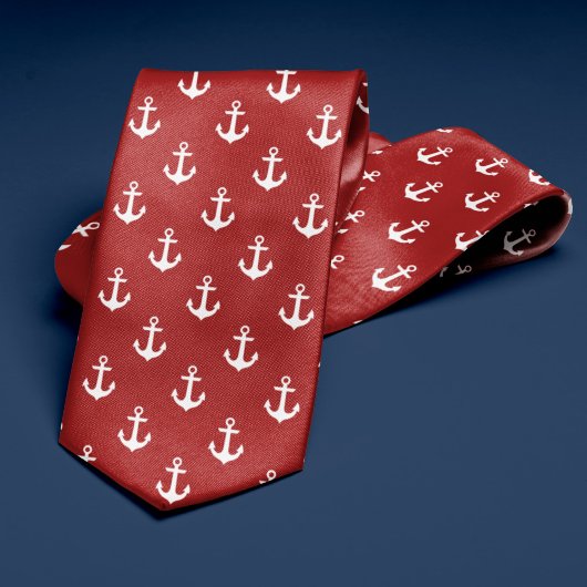Red Anchors Pattern Stropdas
