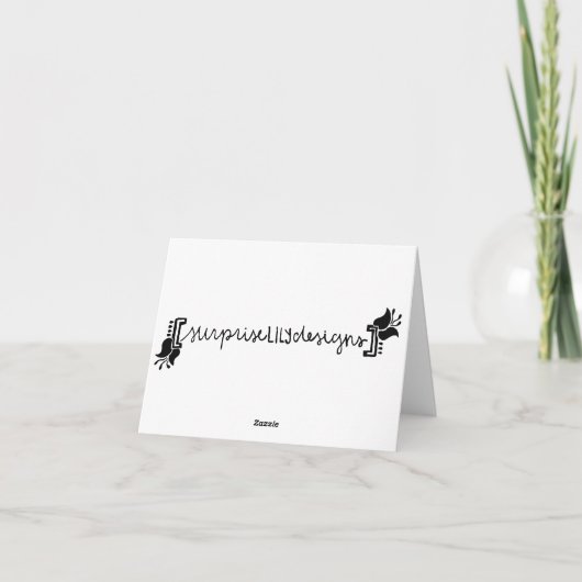 Red and Aqua Floral Kaart (Achterkant)