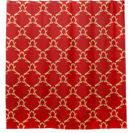 Red and Beige Woodland Antler Shower Curtain Douchegordijn