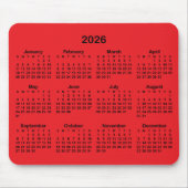Red and Black 2026 Calendar Muismat (Voorkant)