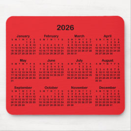 Red and Black 2026 Calendar Muismat