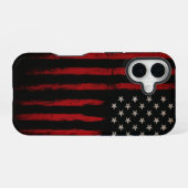 Red and Black American Flag iPhone 16 Hoesje (Achterkant horizontaal)