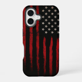 Red and Black American Flag iPhone 16 Hoesje