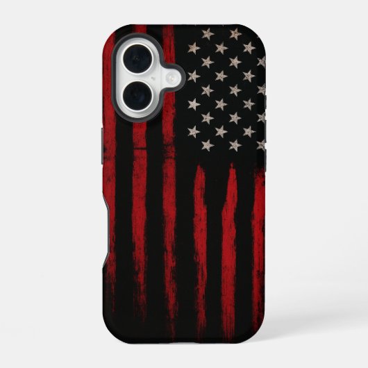 Red and Black American Flag iPhone 16 Hoesje (Achterkant)
