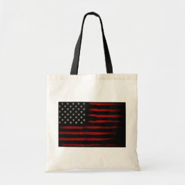 Red and Black American Flag Tote Bag